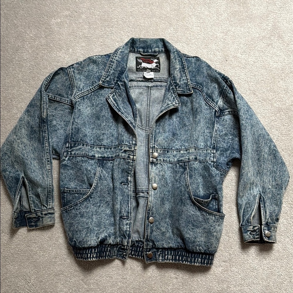 Vintage 1980s acid wash Jean Ruth Douglas jacket